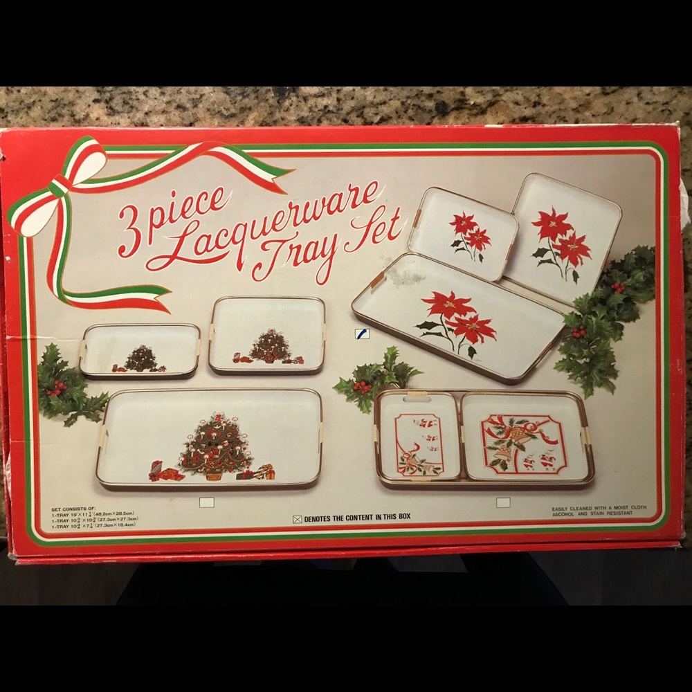 3 piece Lacquerware Tray Set